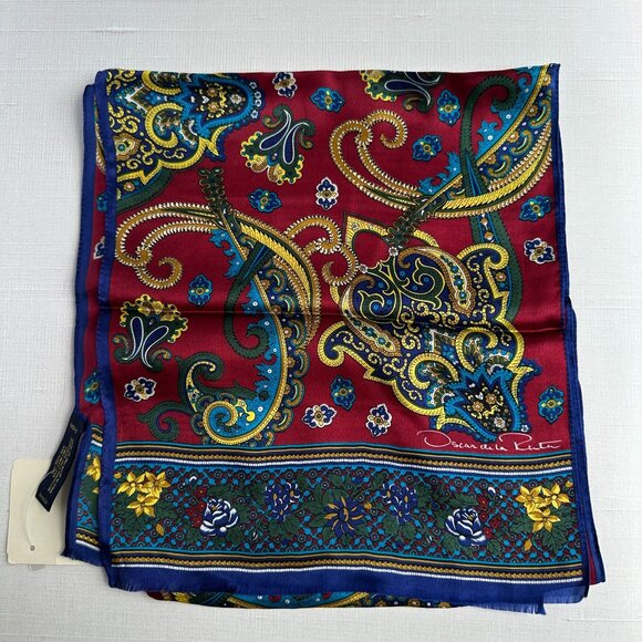 Oscar de la Renta Paisley Scarf NWT - Picture 9 of 10